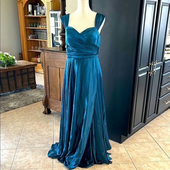 Dresses & Skirts - Formal Satin Gown Teal Jewel Tone New Size 12